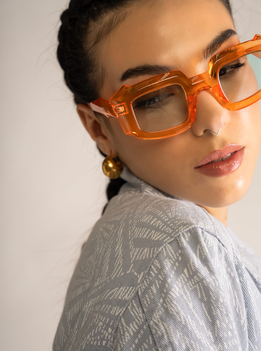 Square Frame Fun Lentes, Anaranjado Claro