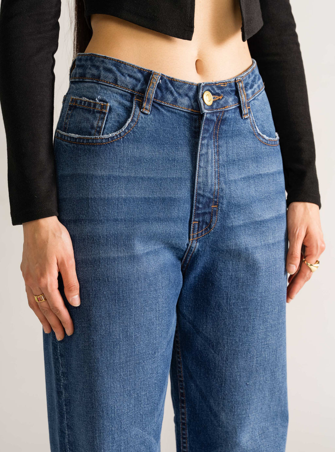 Tell Me You Love Me Wide Leg Jeans, Azul Marino