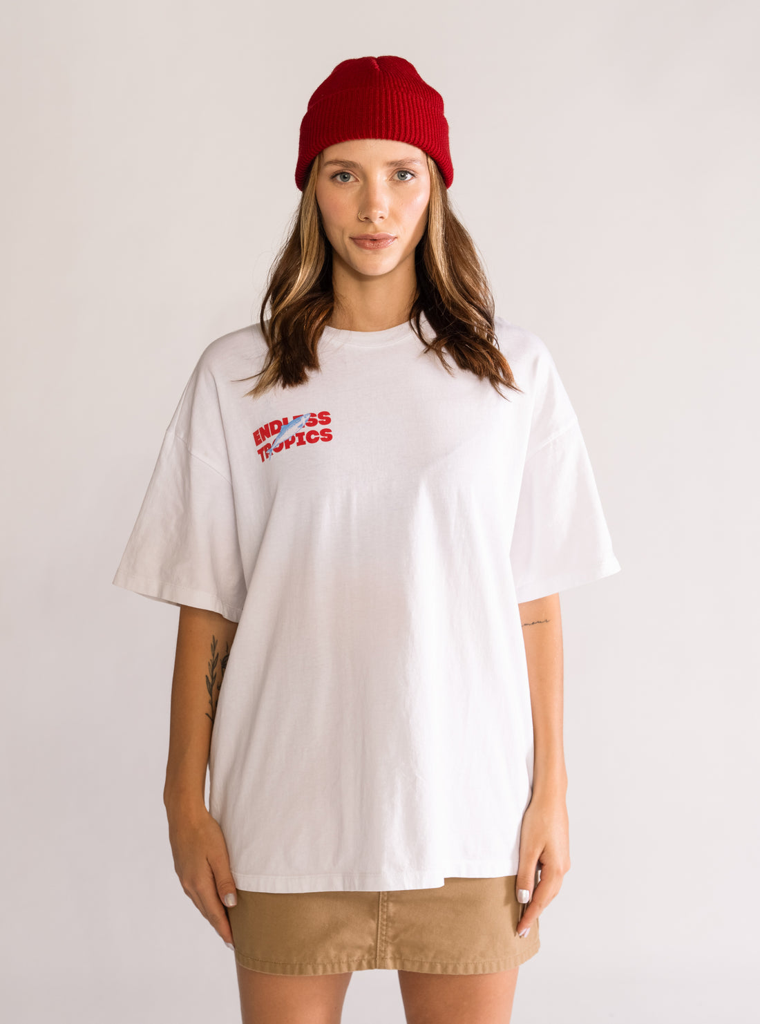 Endless Tropics Oversized Playera, Blanco