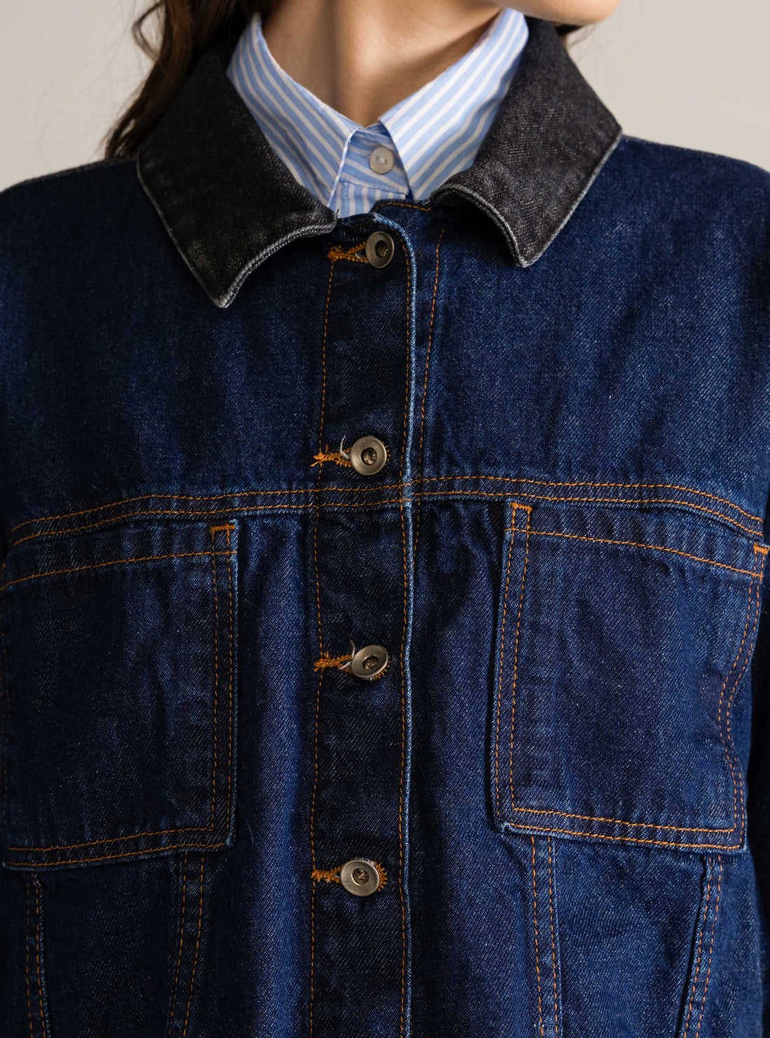 Skyscraper Denim Jacket, Azul Marino