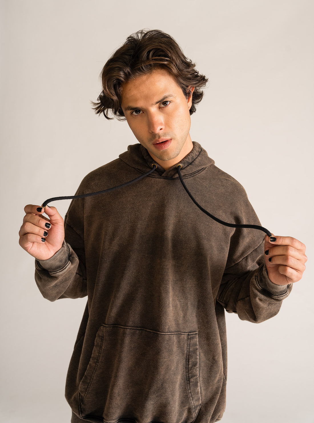 Rust Drop Shoulder Hoodie, Negro