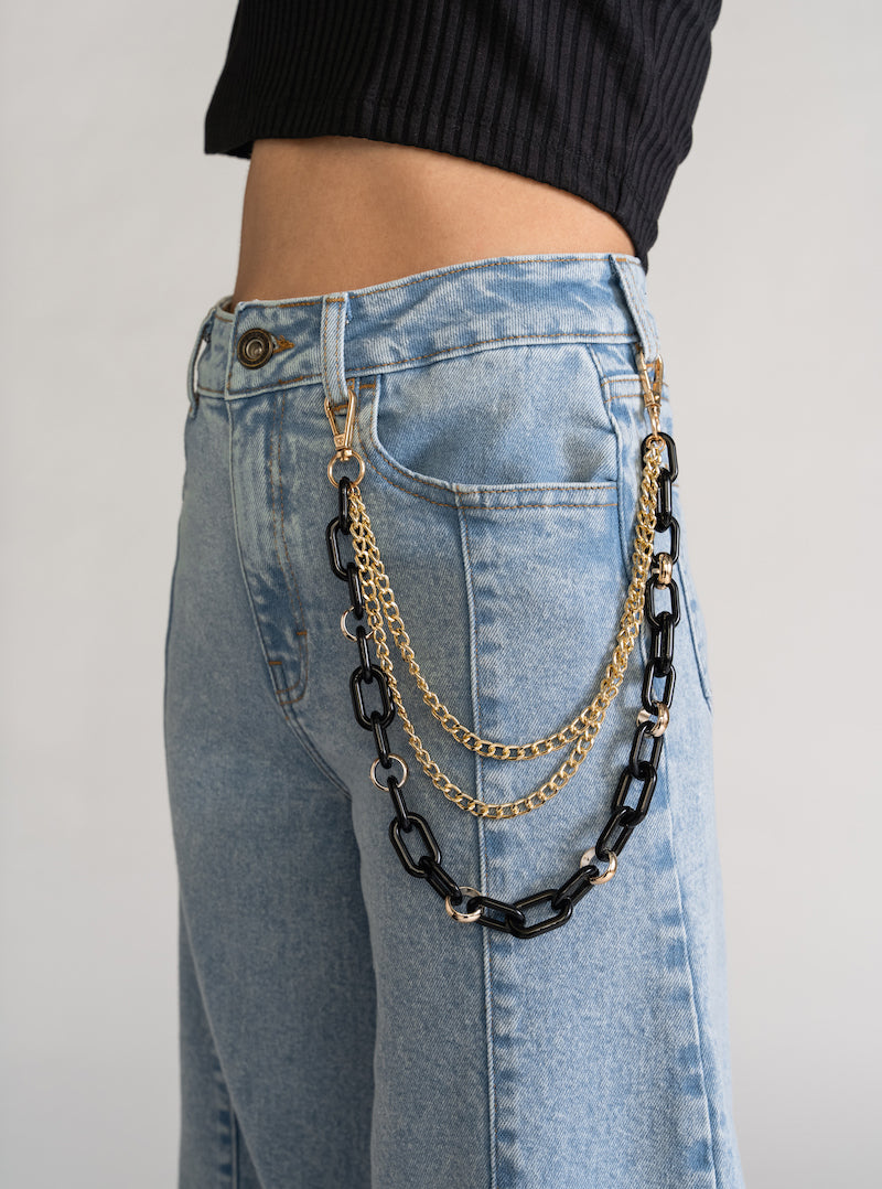 Three Clubbing Chain Belt, Dorado