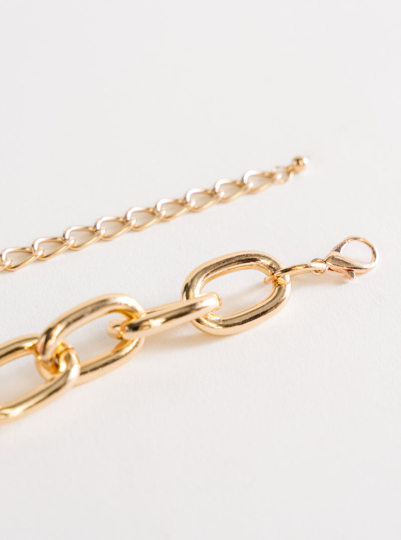 Chain linker Necklace, Dorado