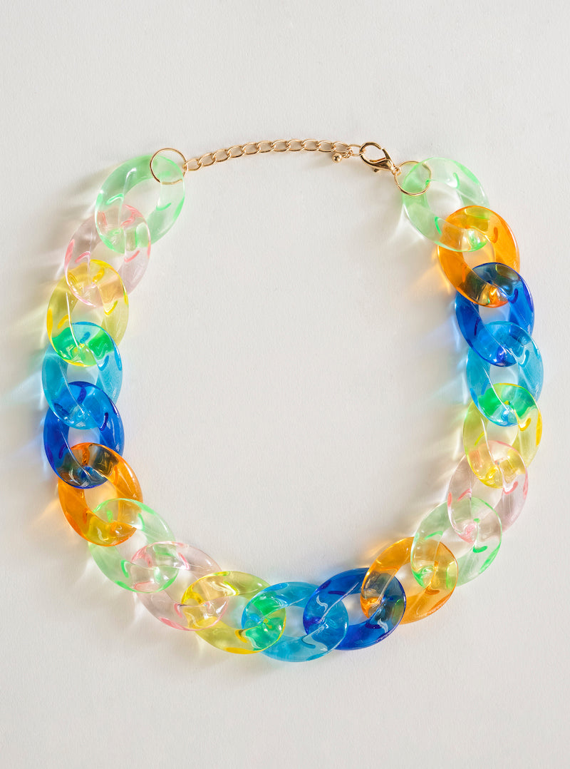 CURB LINK NECKLACE, Azul Claro