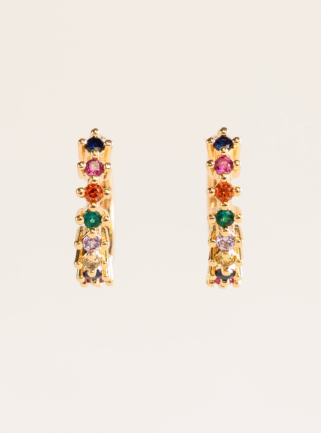 Crystal Huggie Charm Earrings, Dorado