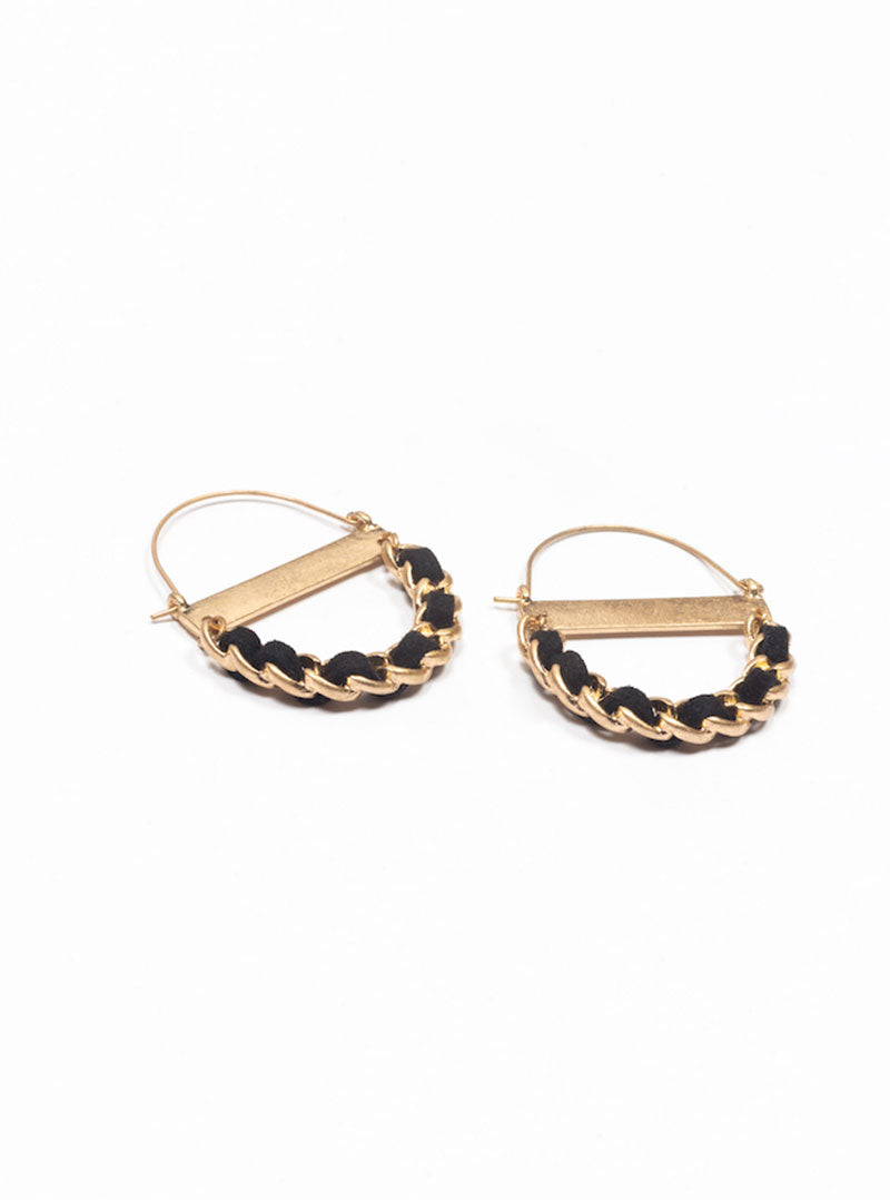 Ribbon & Chain Earrings, Dorado