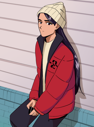 Evangelion Puffer Jacket Reversible, Negro