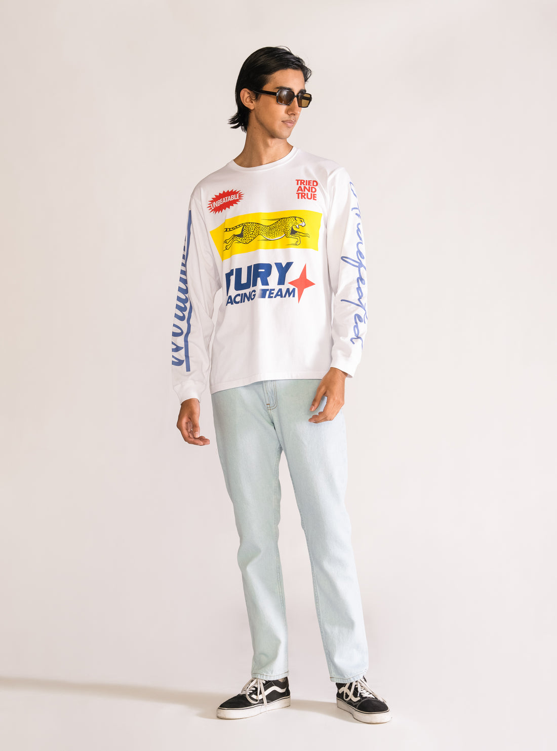 Engrained Into Regular Vintage Jeans, Celeste