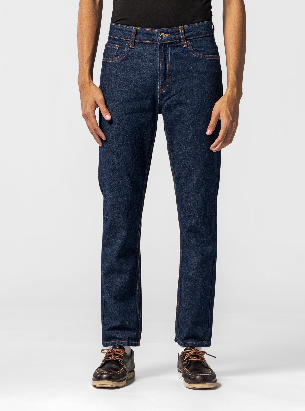 Buckle Up Vintage Fit Jeans Azul Obscuro – jeans regular fit para hombre Distefano