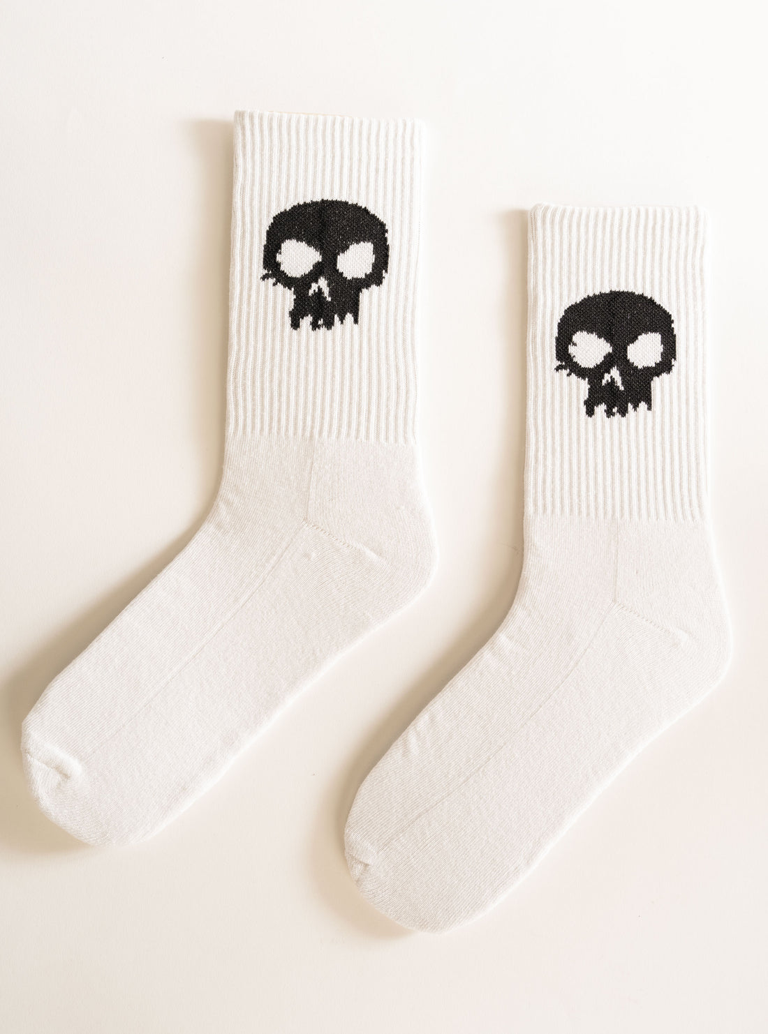Black&White Skull Socks, Blanco