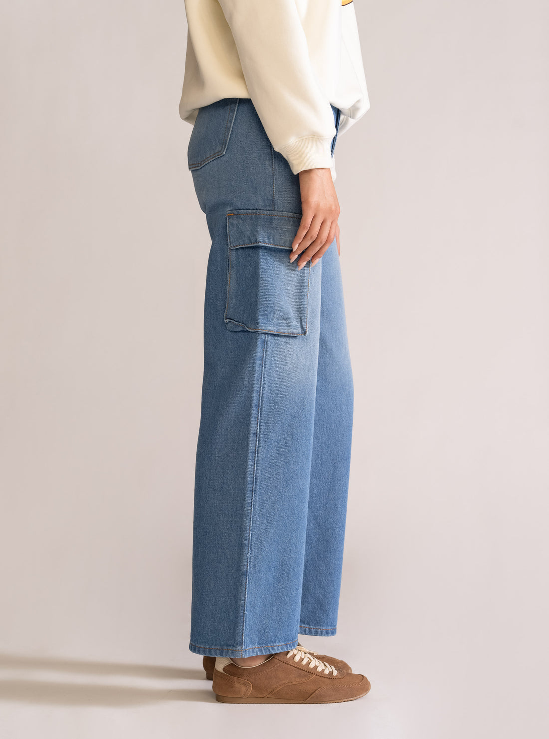 Immaculate Cargo Jeans, Azul Claro