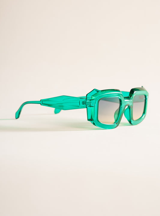 Square Frame Fun Sunglasses, Verde Menta