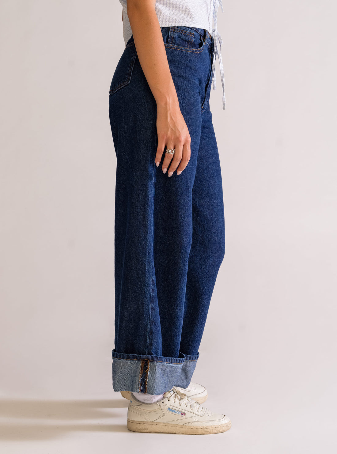 One & Only Wide Leg Jeans, Azul Obscuro