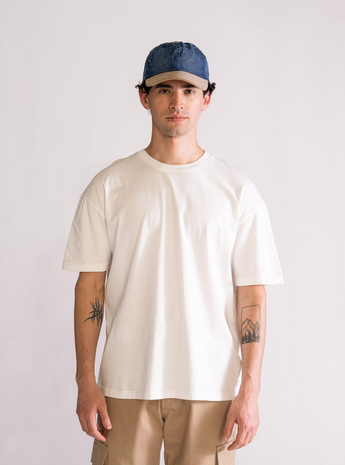 Worry-Free Drop Shoulder Playera, Blanco Hueso