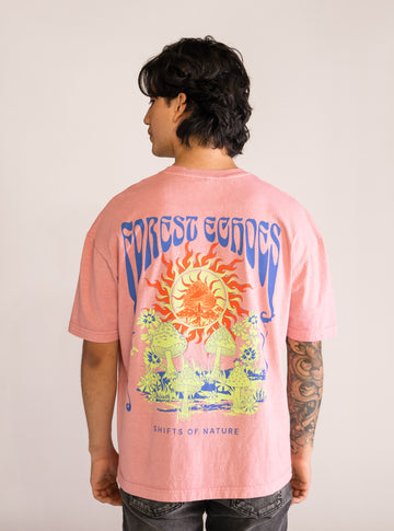 Mind Mirage Drop Shoulder T-Shirt, Rosado