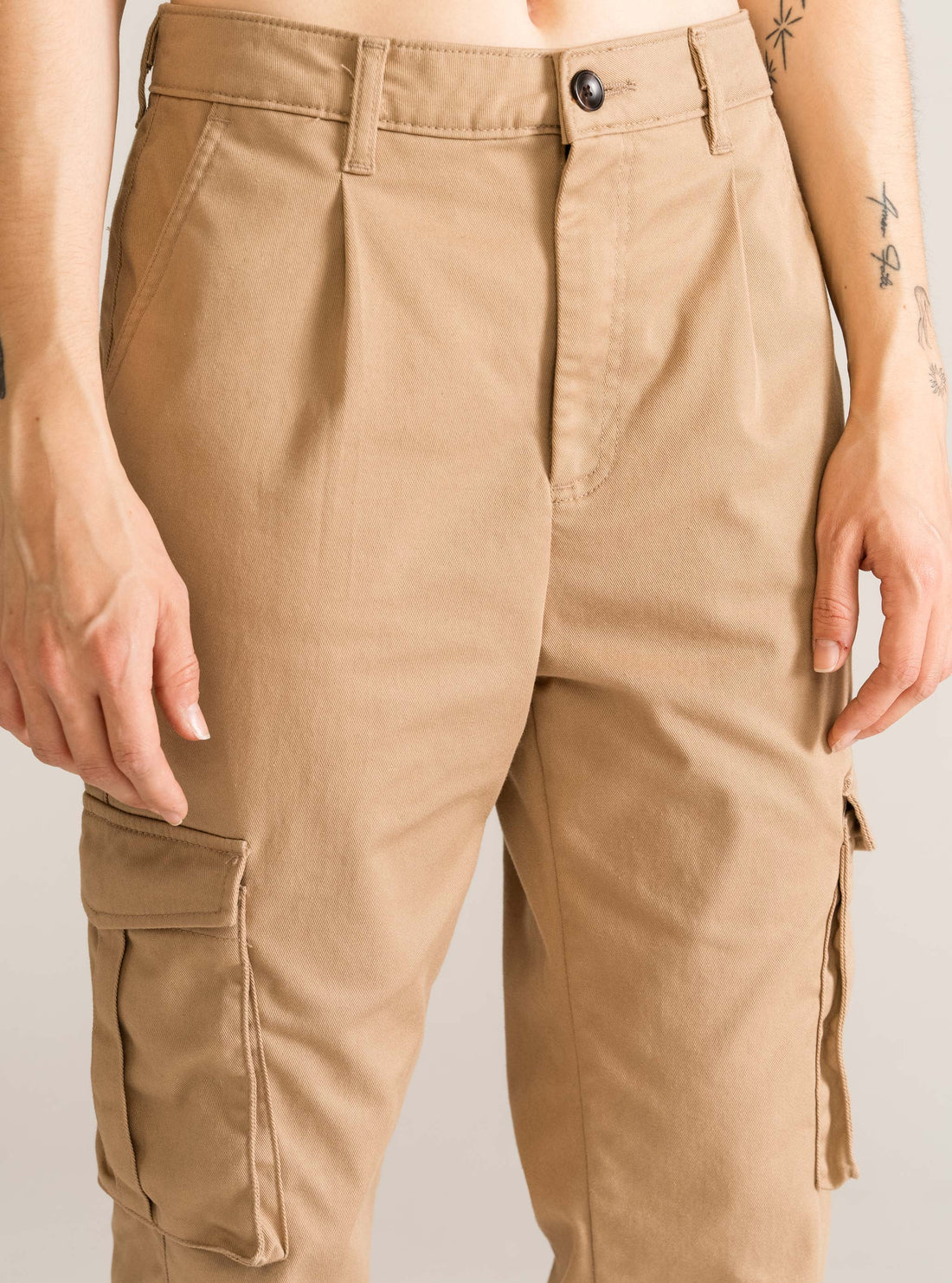 Slim Cargo Pants, Short Lenght, Kaky