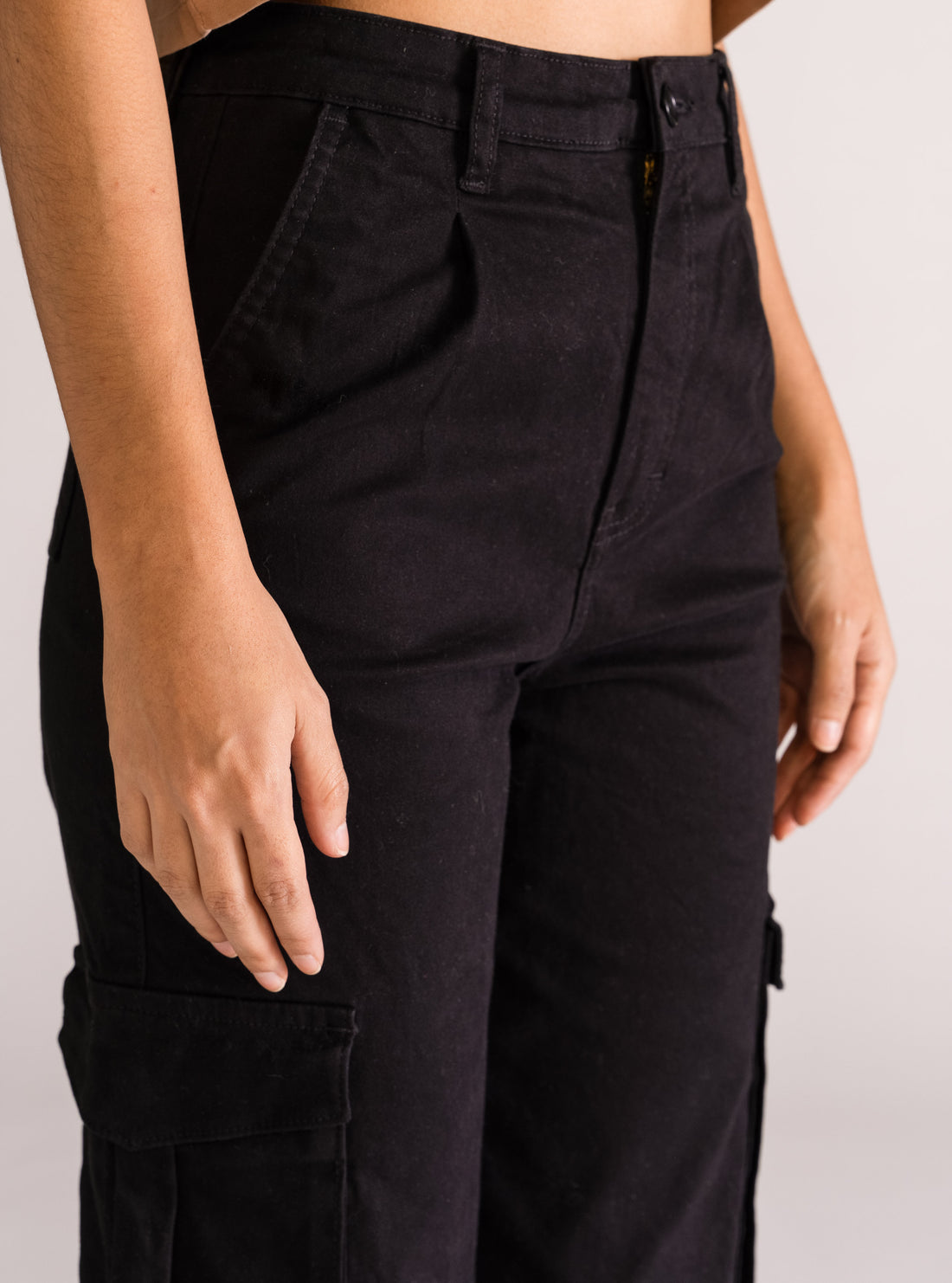 Cargo Straight Pants, Negro