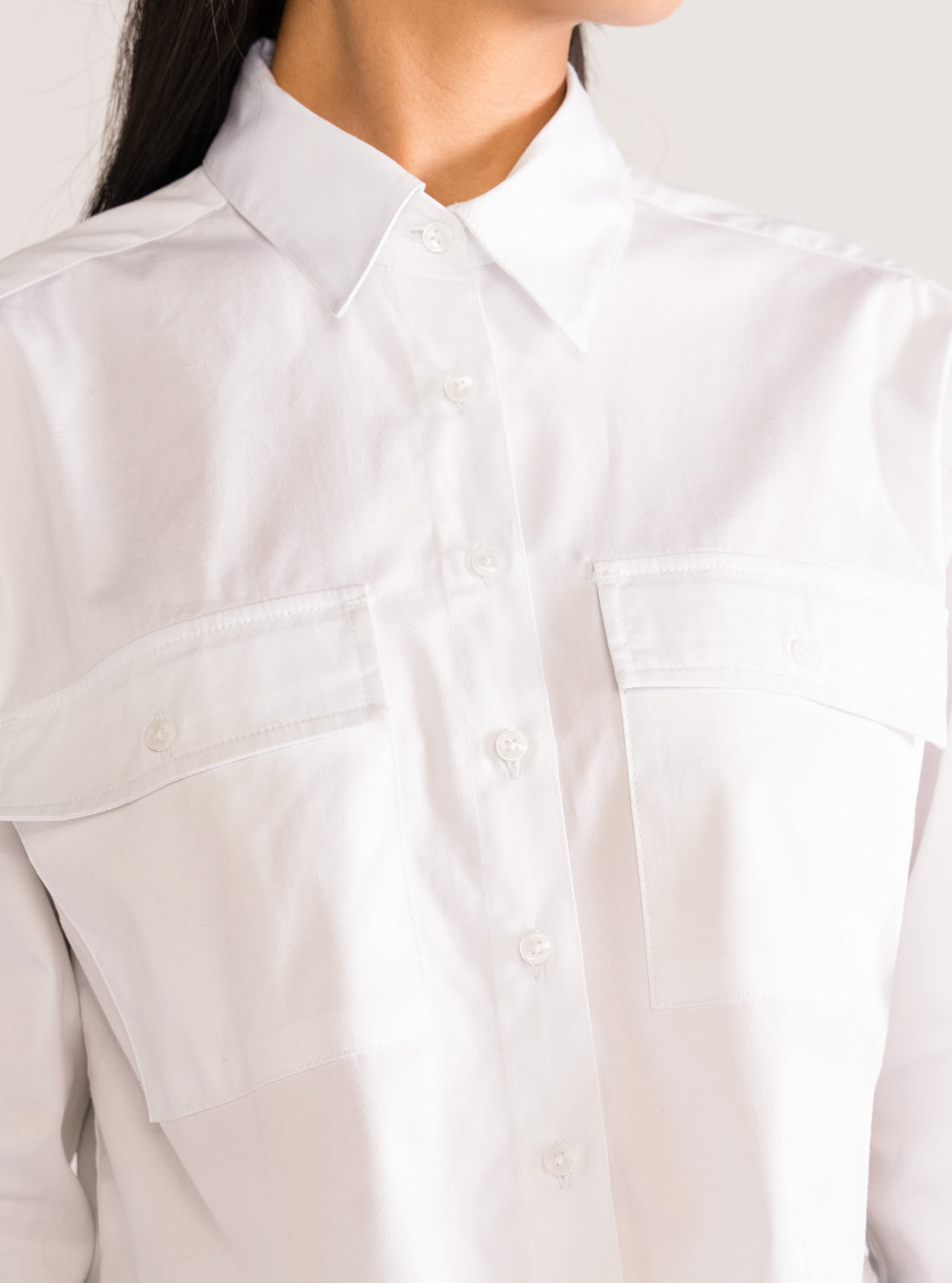 Everyday Cropped Shirt, Blanco