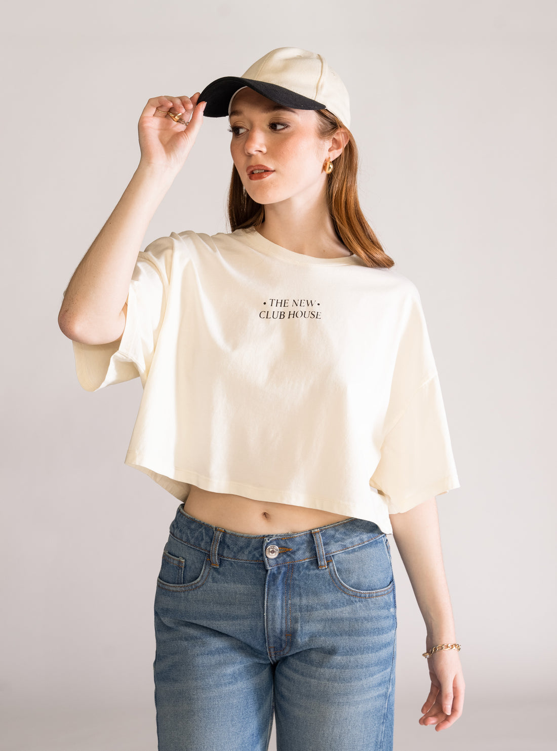 The New Club House Cropped Playera, Crema