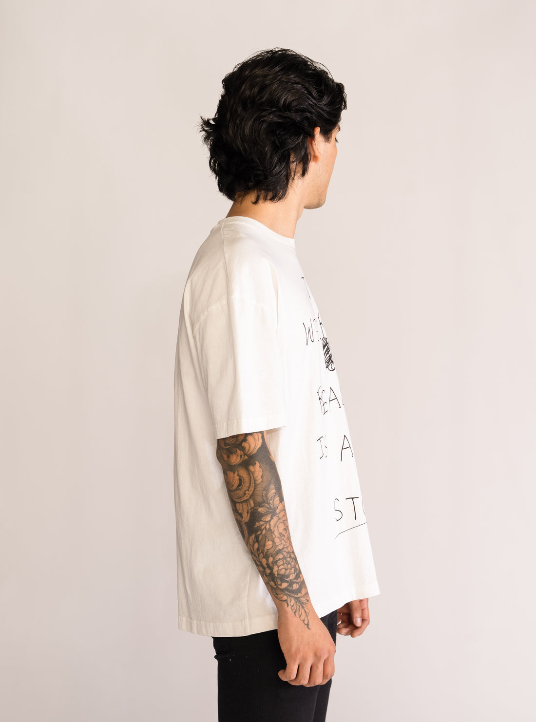 A True Story Drop Shoulder T-Shirt, Blanco Hueso