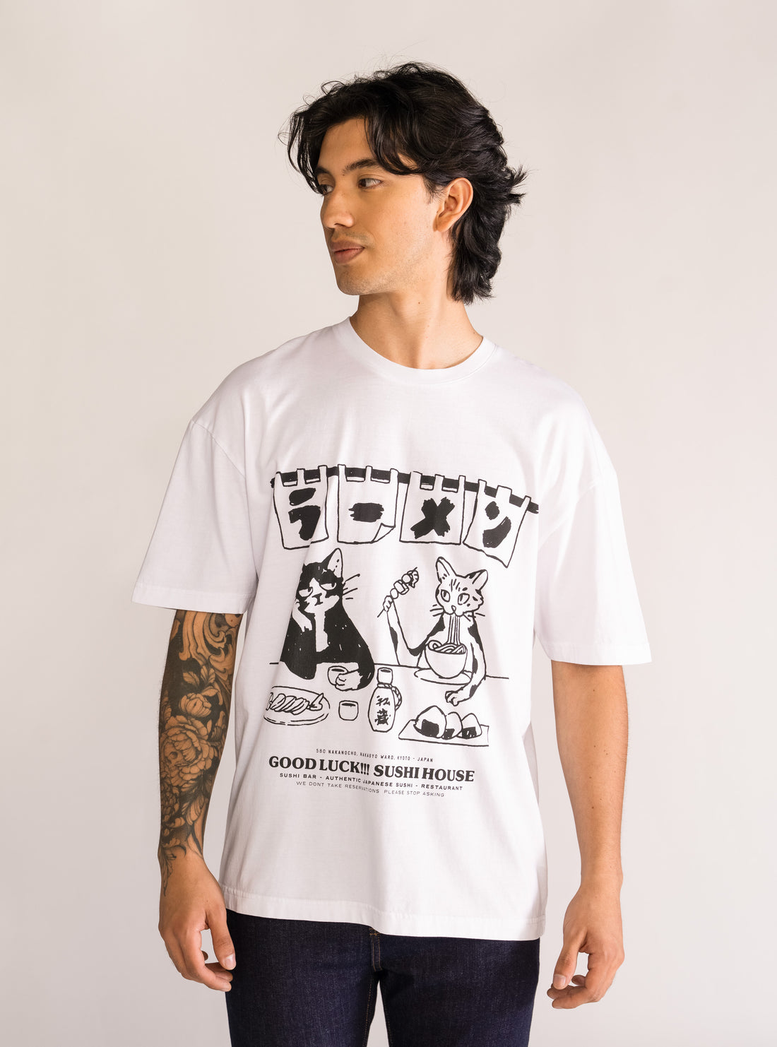 Ramen Lovers Drop Shoulder T-Shirt, Blanco