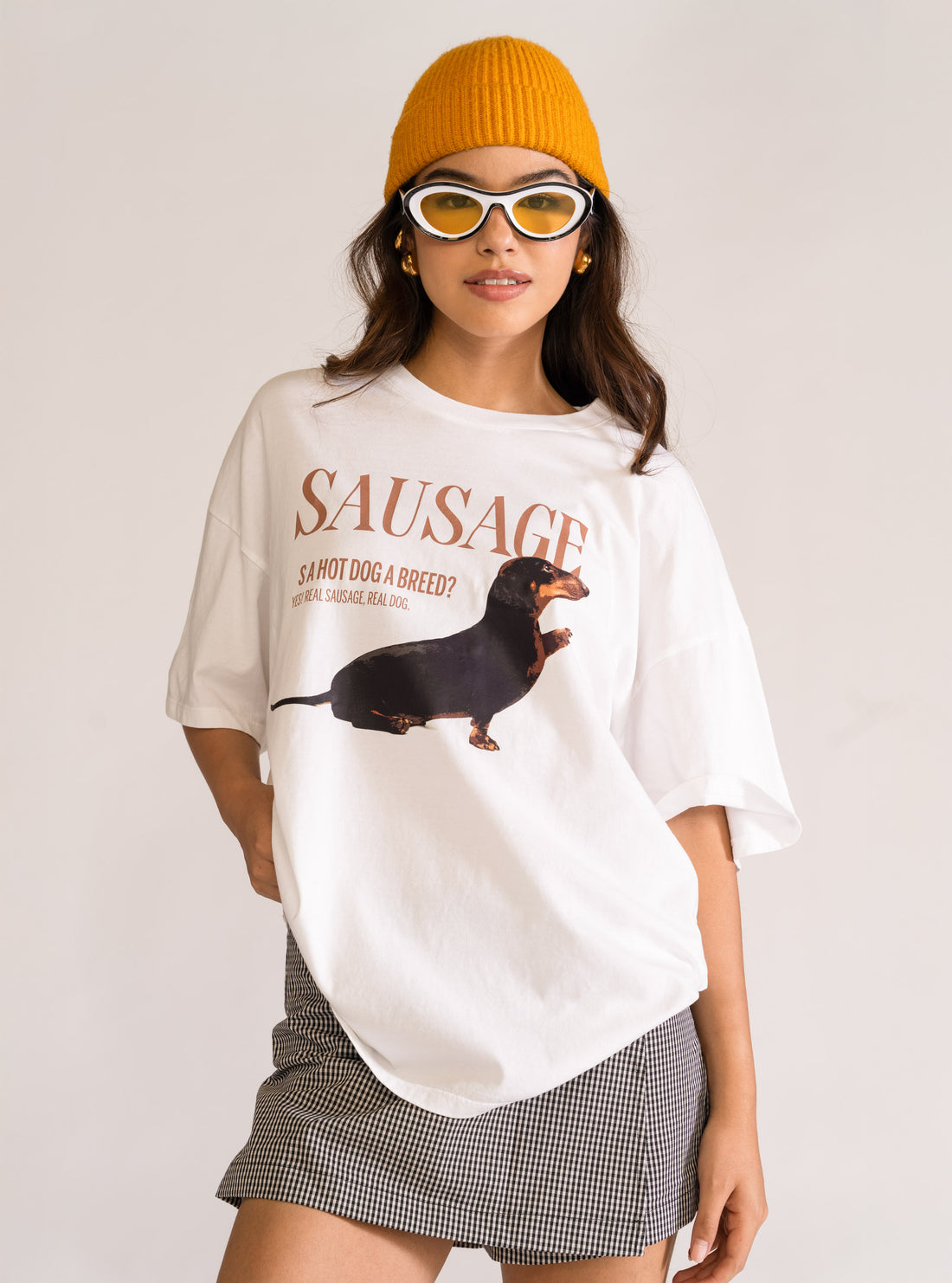 Sausage Oversized Playera, Blanco