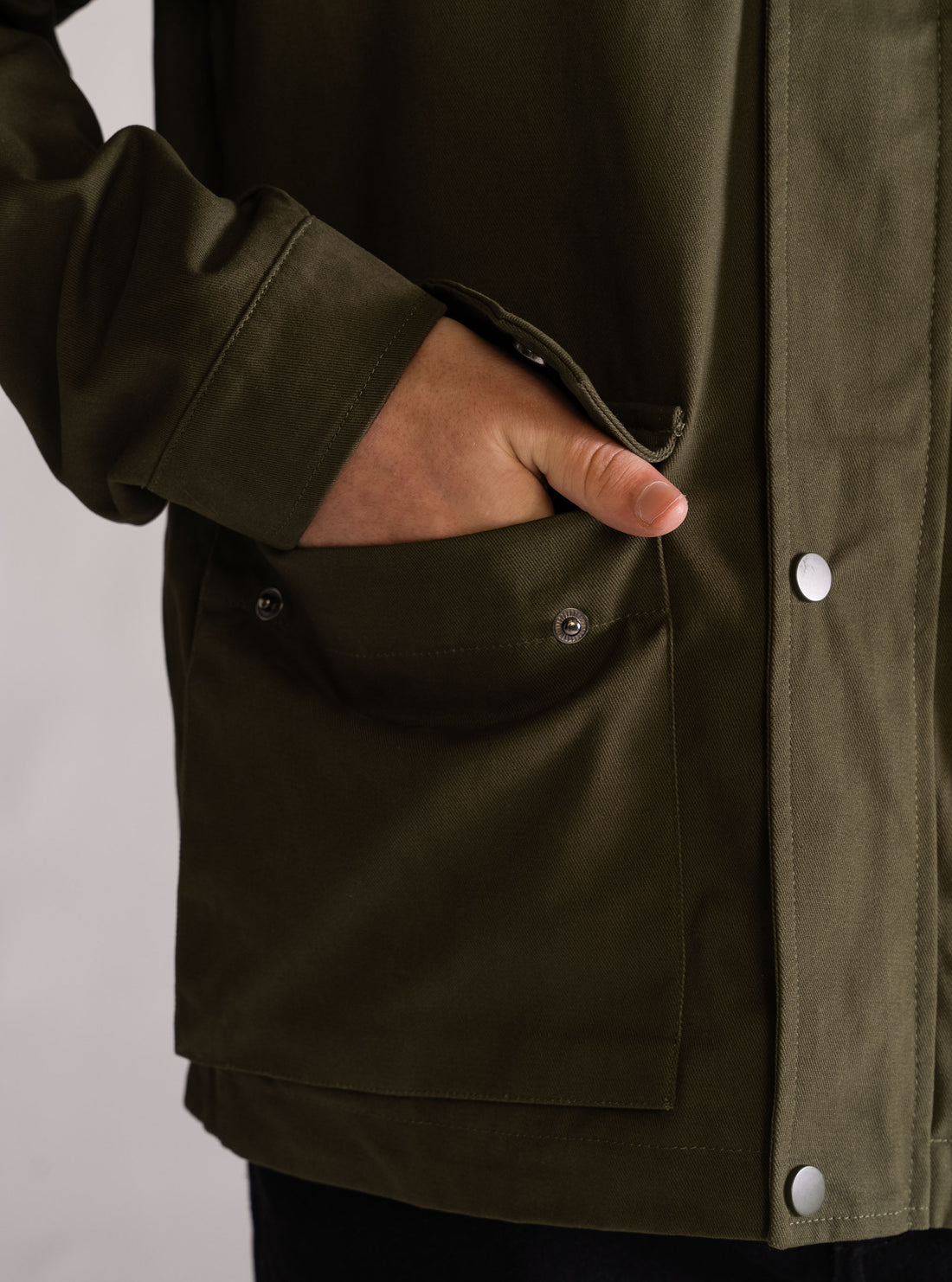 Cotton jacket with corduroy contrast collar, Verde Obscuro