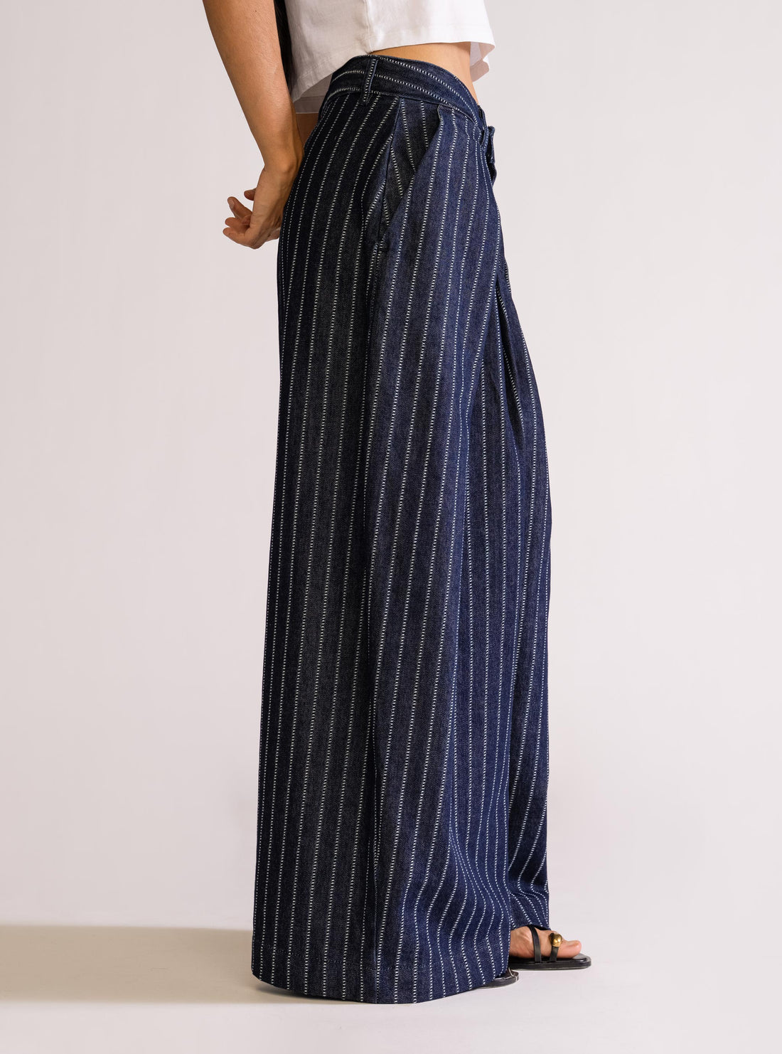 Jeans Wide Medium Waist, Azul Obscuro