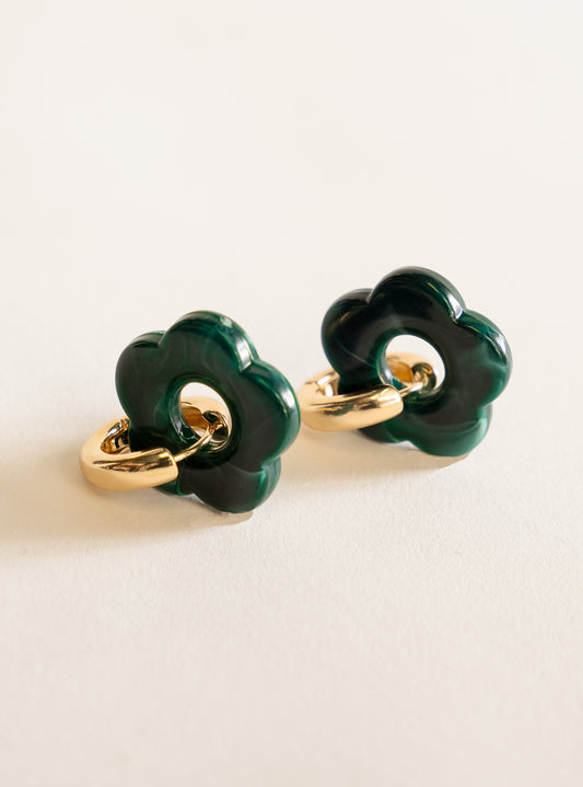 Daisies Earring, Verde Obscuro