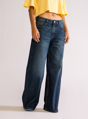 Pump It, Baggy Jeans Cintura Baja, Azul Marino