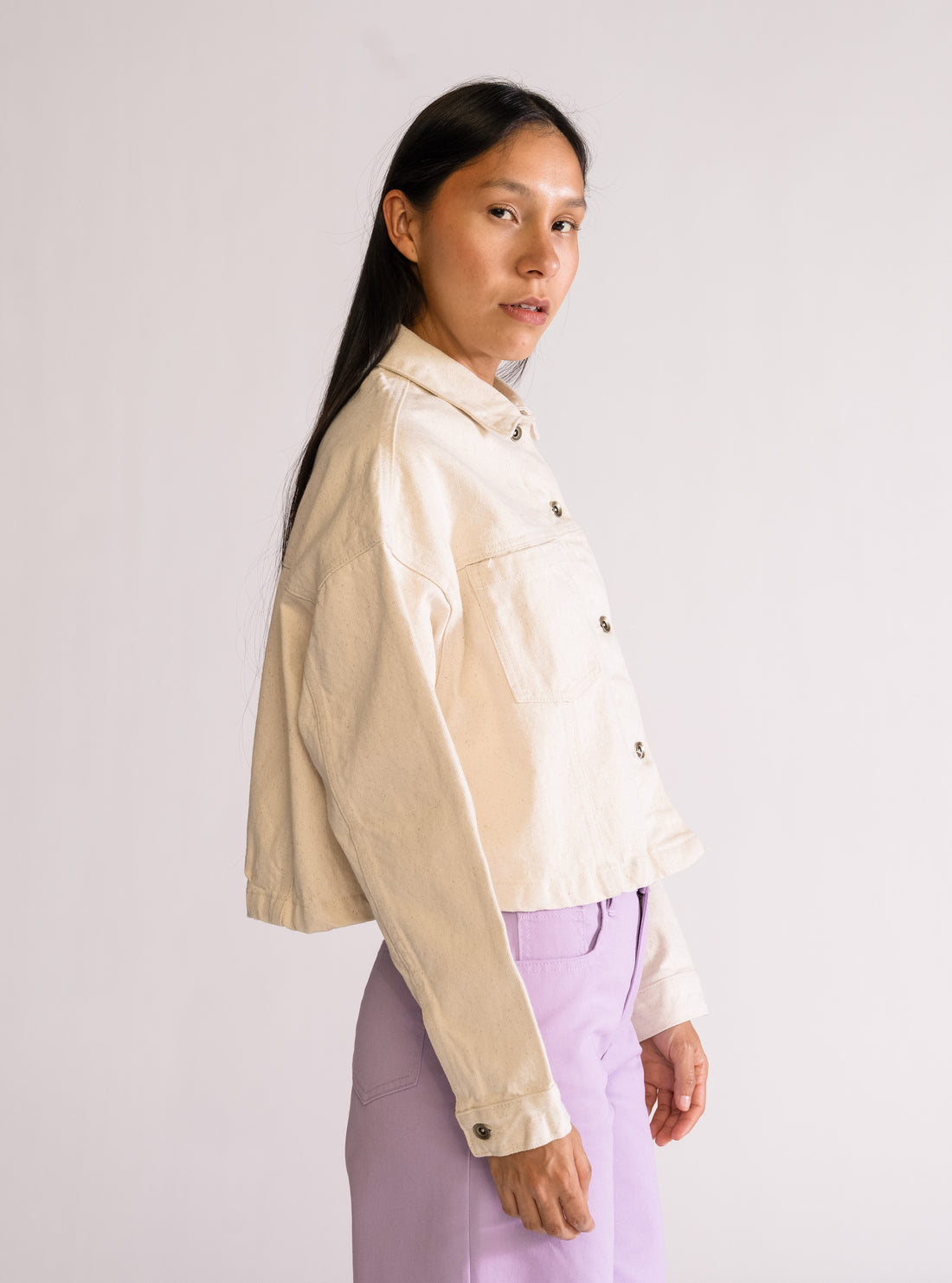 Cloudy Cropped Jacket, Blanco Hueso