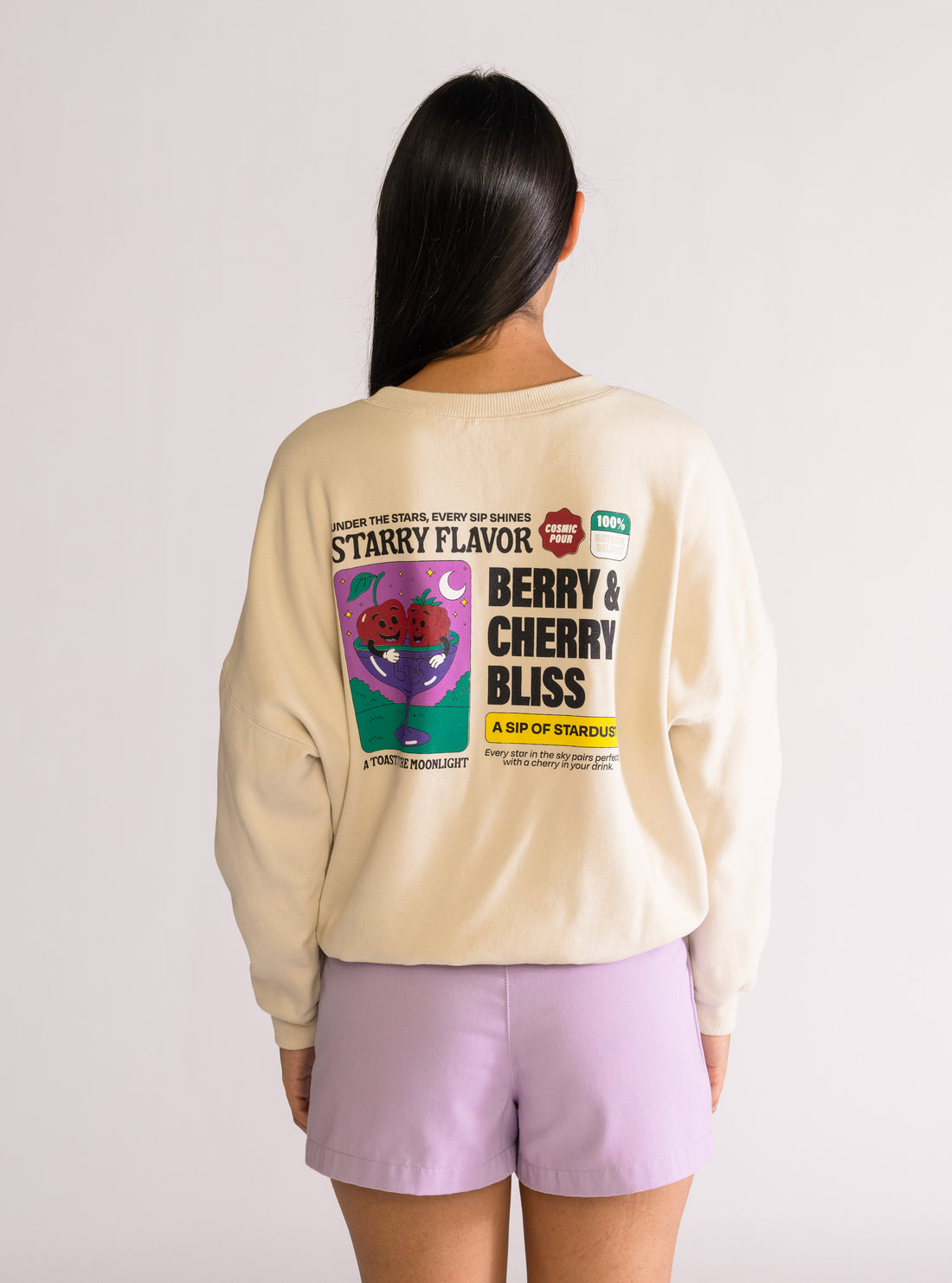 Berry Cherry Bliss Crewneck, Beige