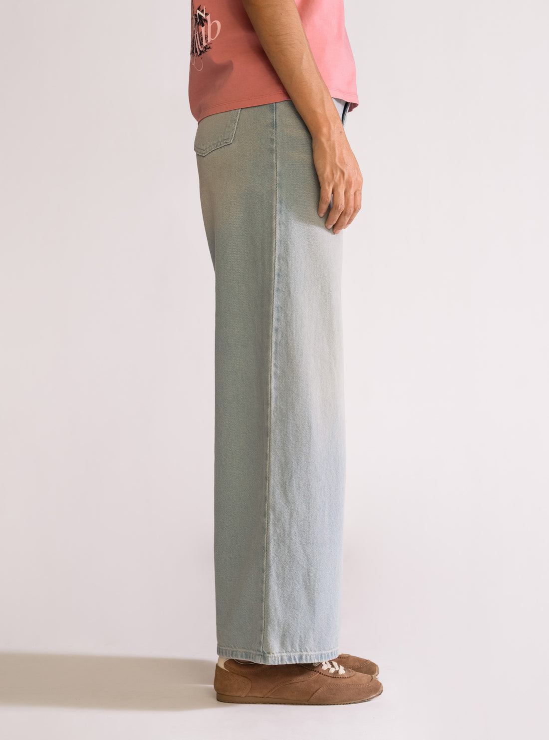Jeans Wide Medium Waist, Celeste