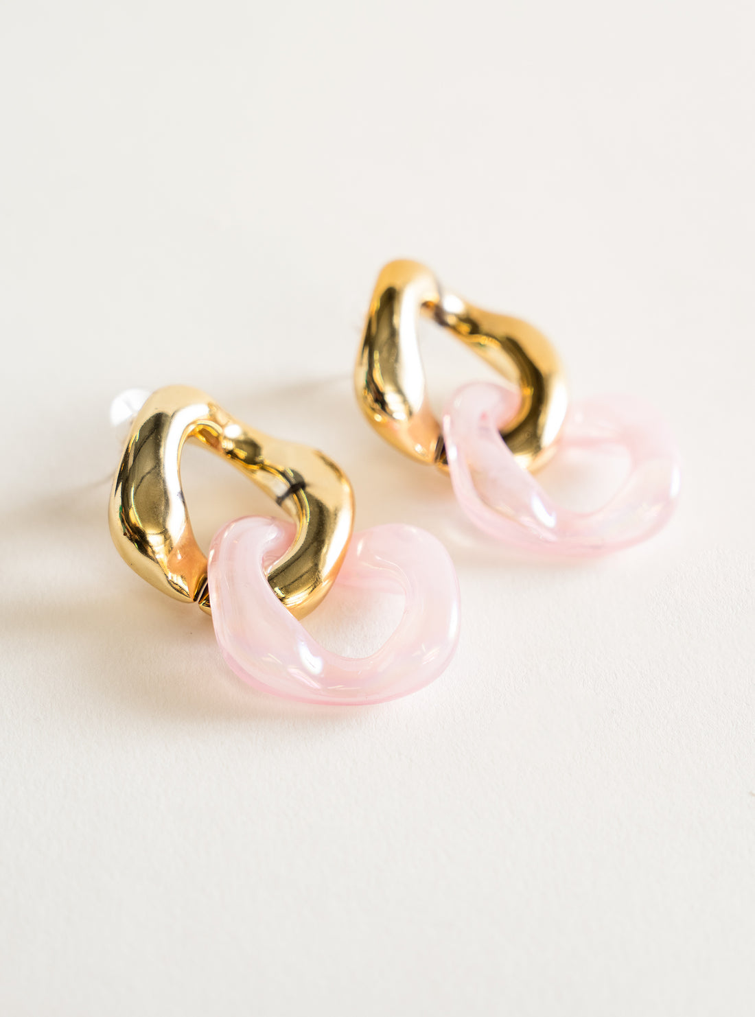 Link It Earrings, Rosado Pastel