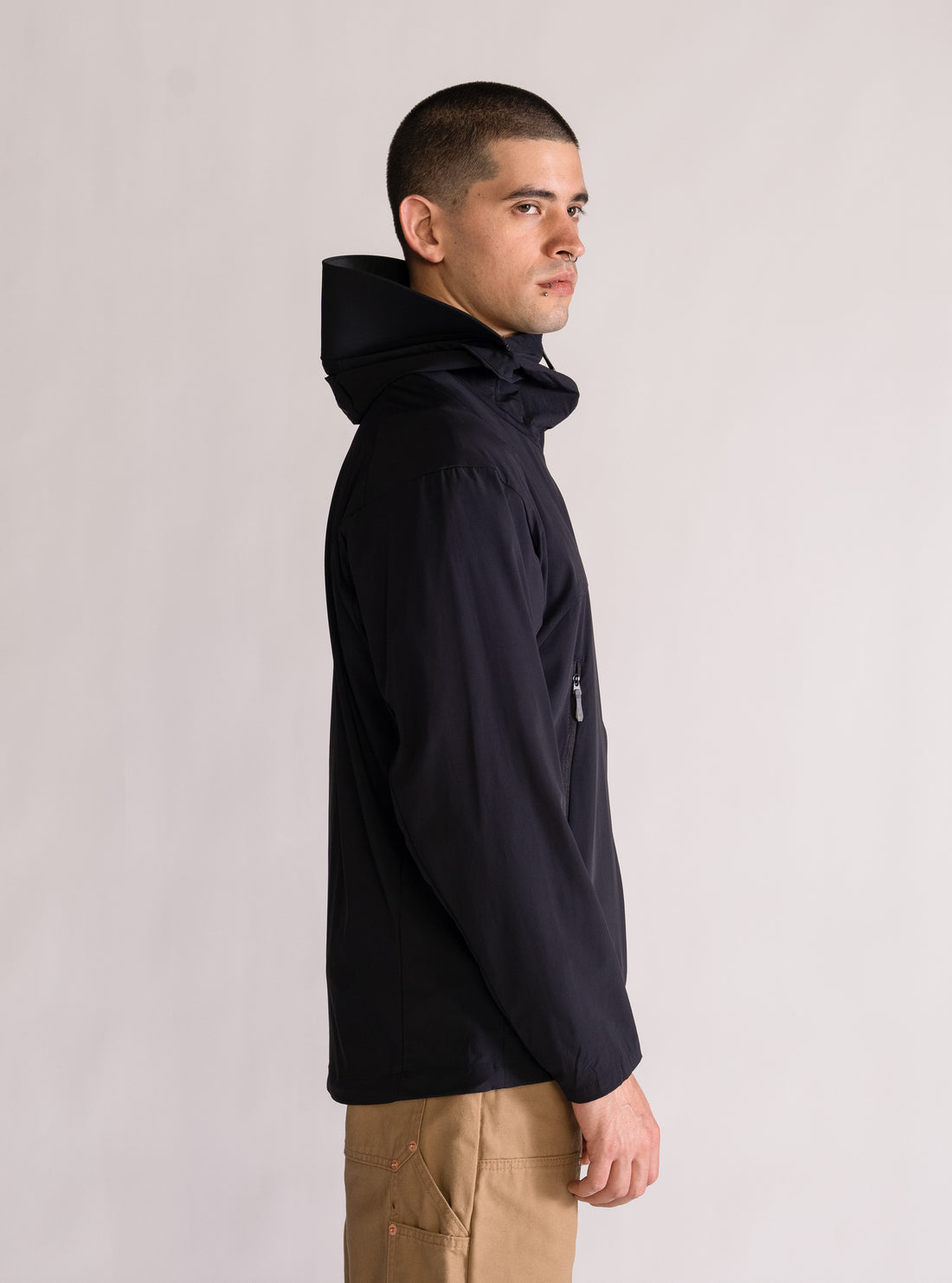 Hooded Utility Jacket Style, Negro