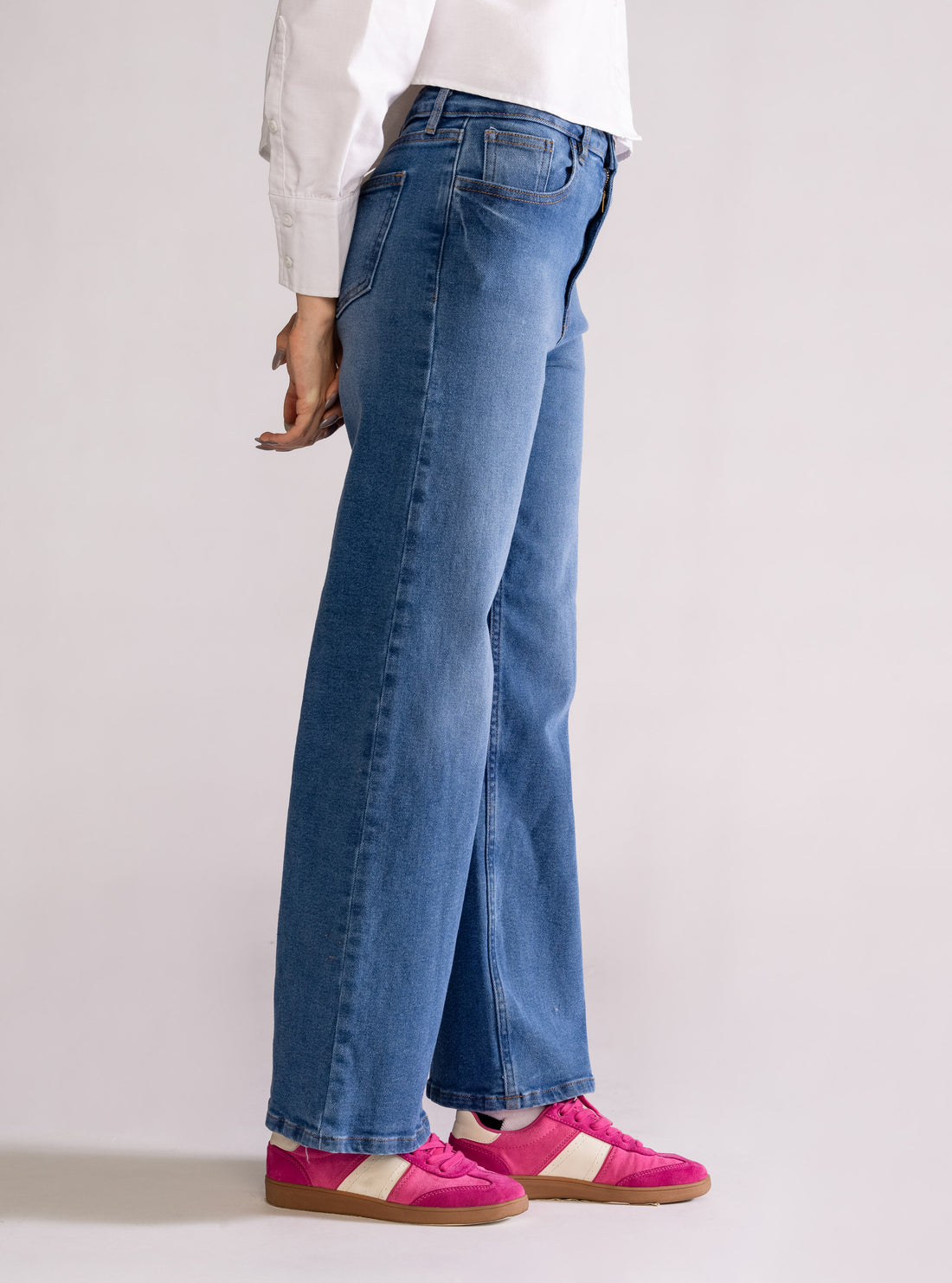 Sexy Back Wide Leg Jeans, Azul Claro