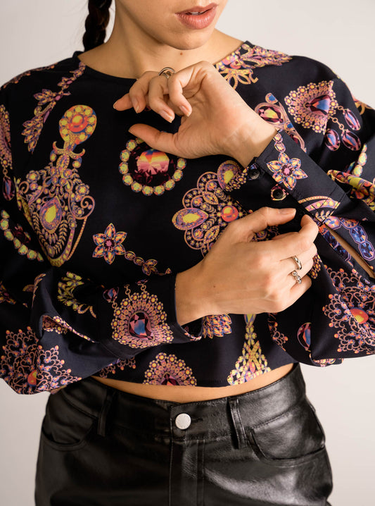Jewel Jewel Blouse, Negro