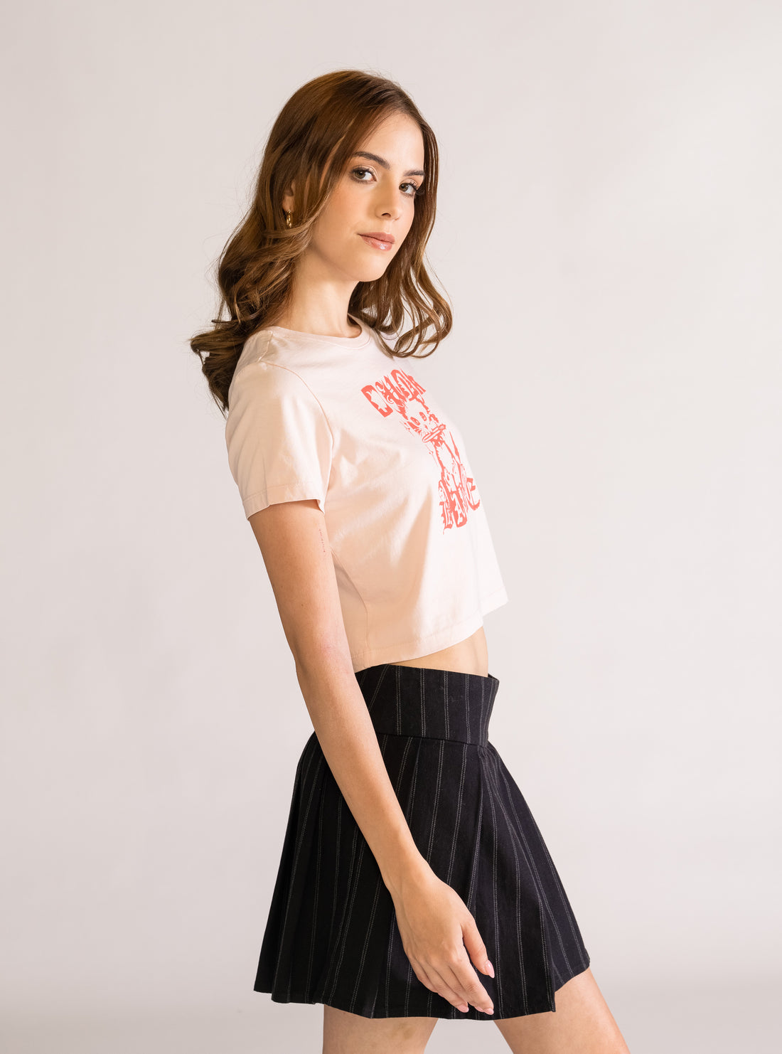 Punk Feelings Cropped Playera, Rosado Claro
