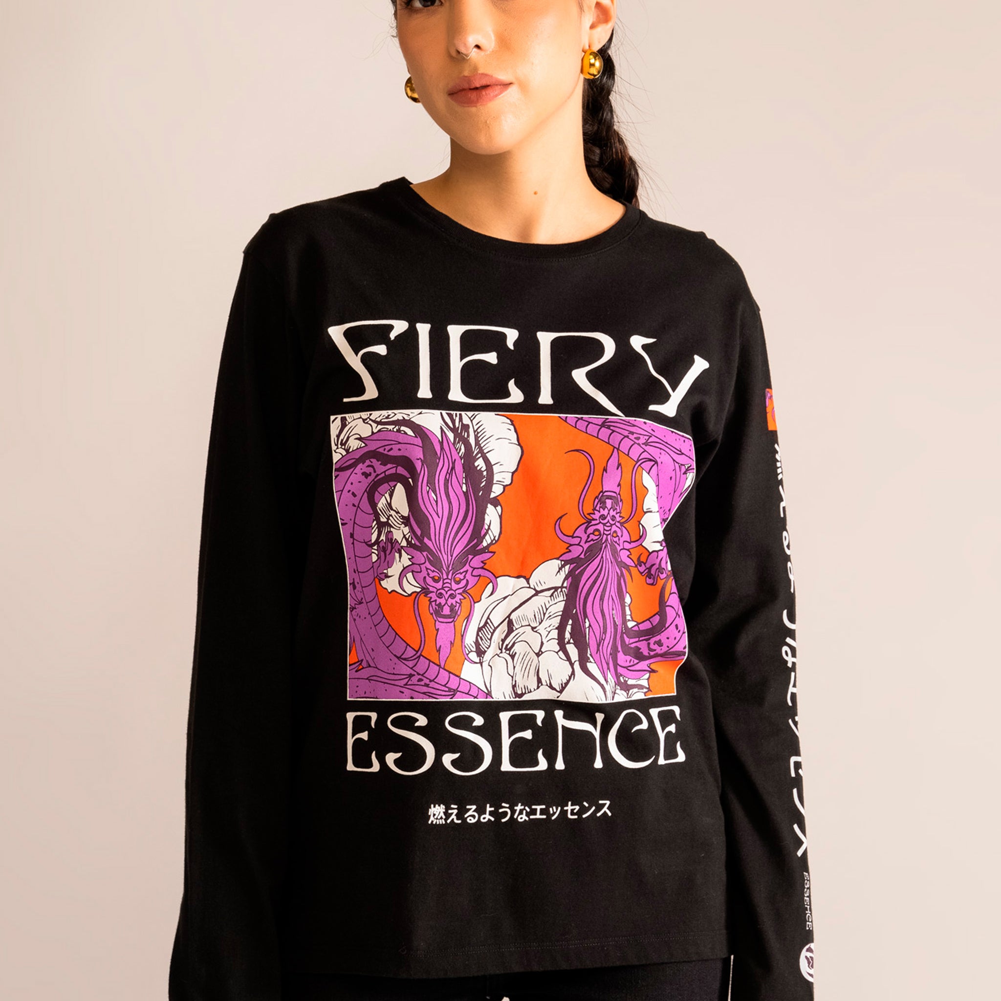 Cosmos Long Sleeve Tee, Negro
