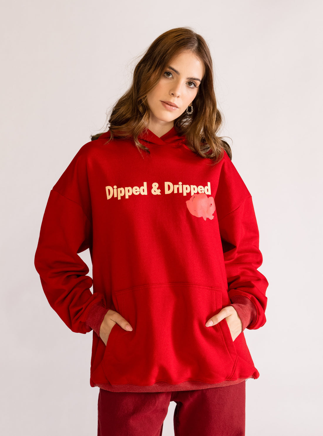 Dipped & Dripped Hoodie, Rojo