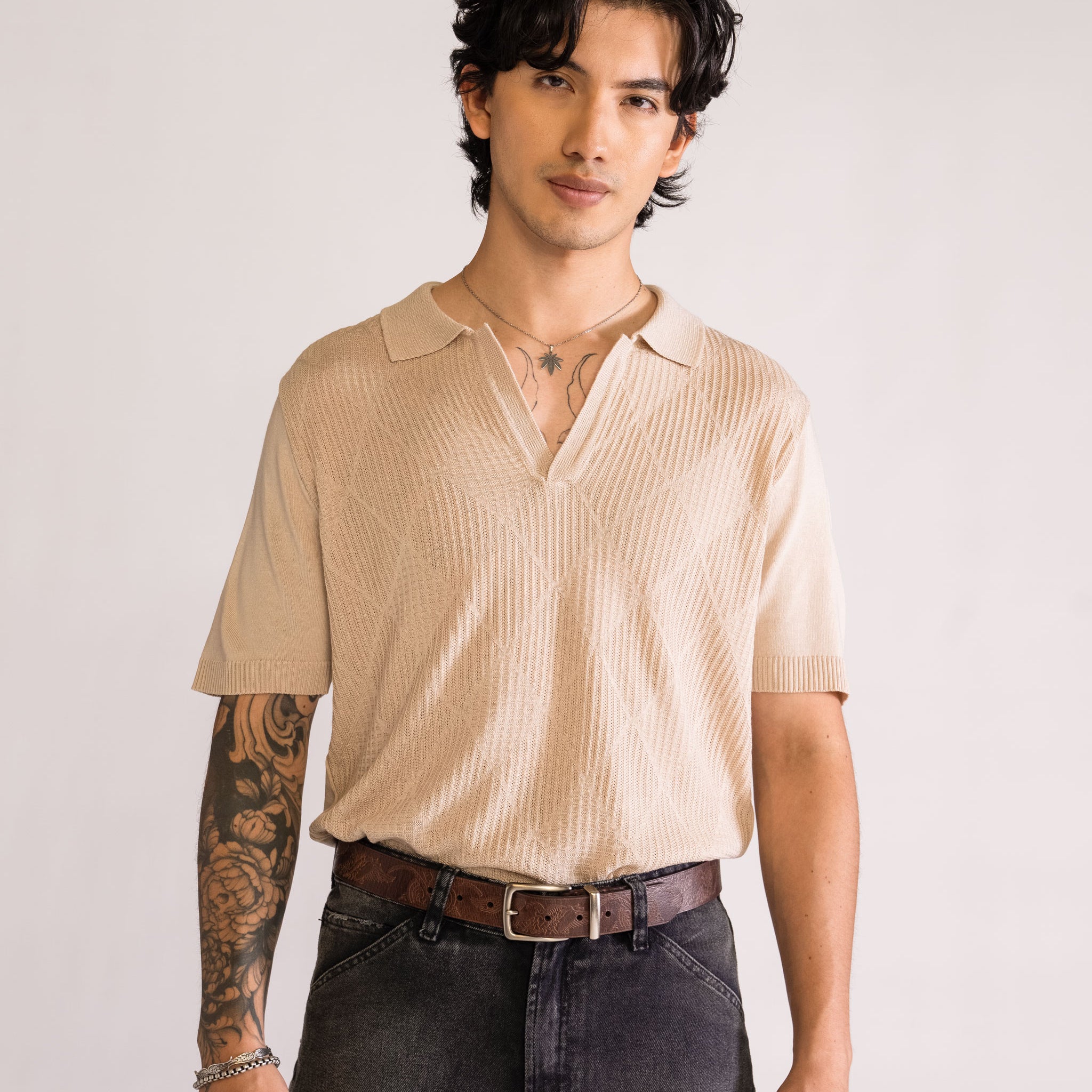 Silly Goosery Knitted Shirt, Beige