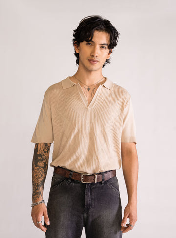 Silly Goosery Knitted Shirt, Beige