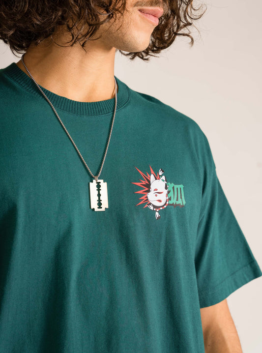I Don't Even Really Care Oversize T-shirt, Verde Obscuro