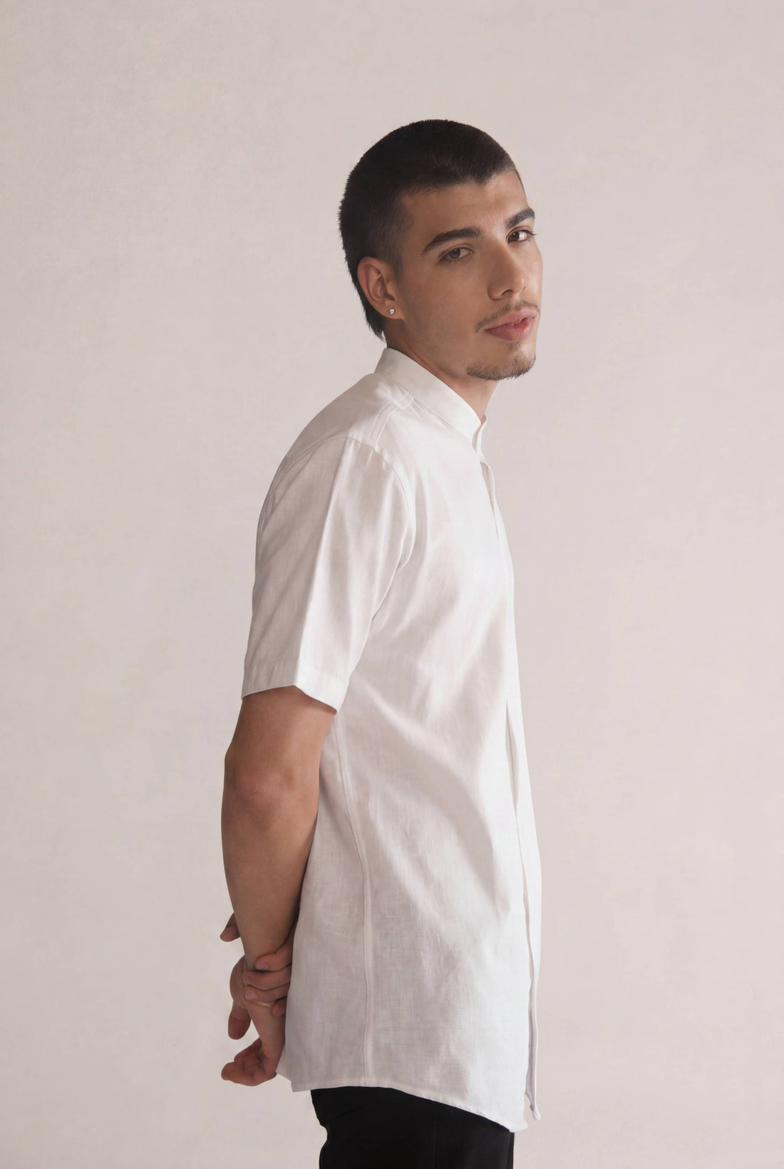 Full Swing Camisa Cuello Mao, Blanco