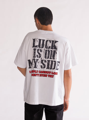 Luck Or Something Playera Oversize, Blanco