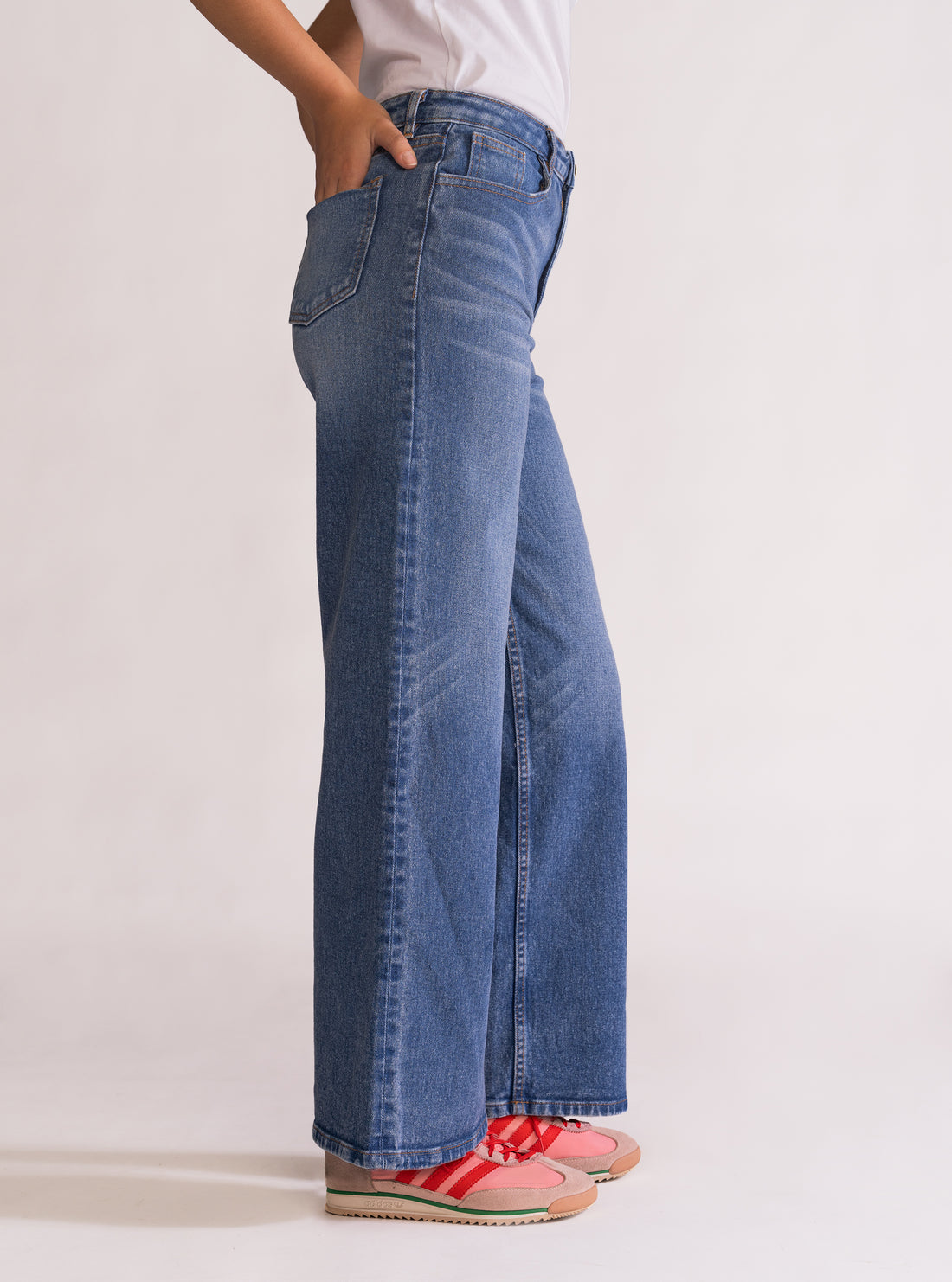 I Wish U Roses, Wide Leg Jeans, Azul Claro