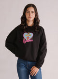 Cynthia Bed Hair, Crewneck Negro – sudadero para mujer Distefano