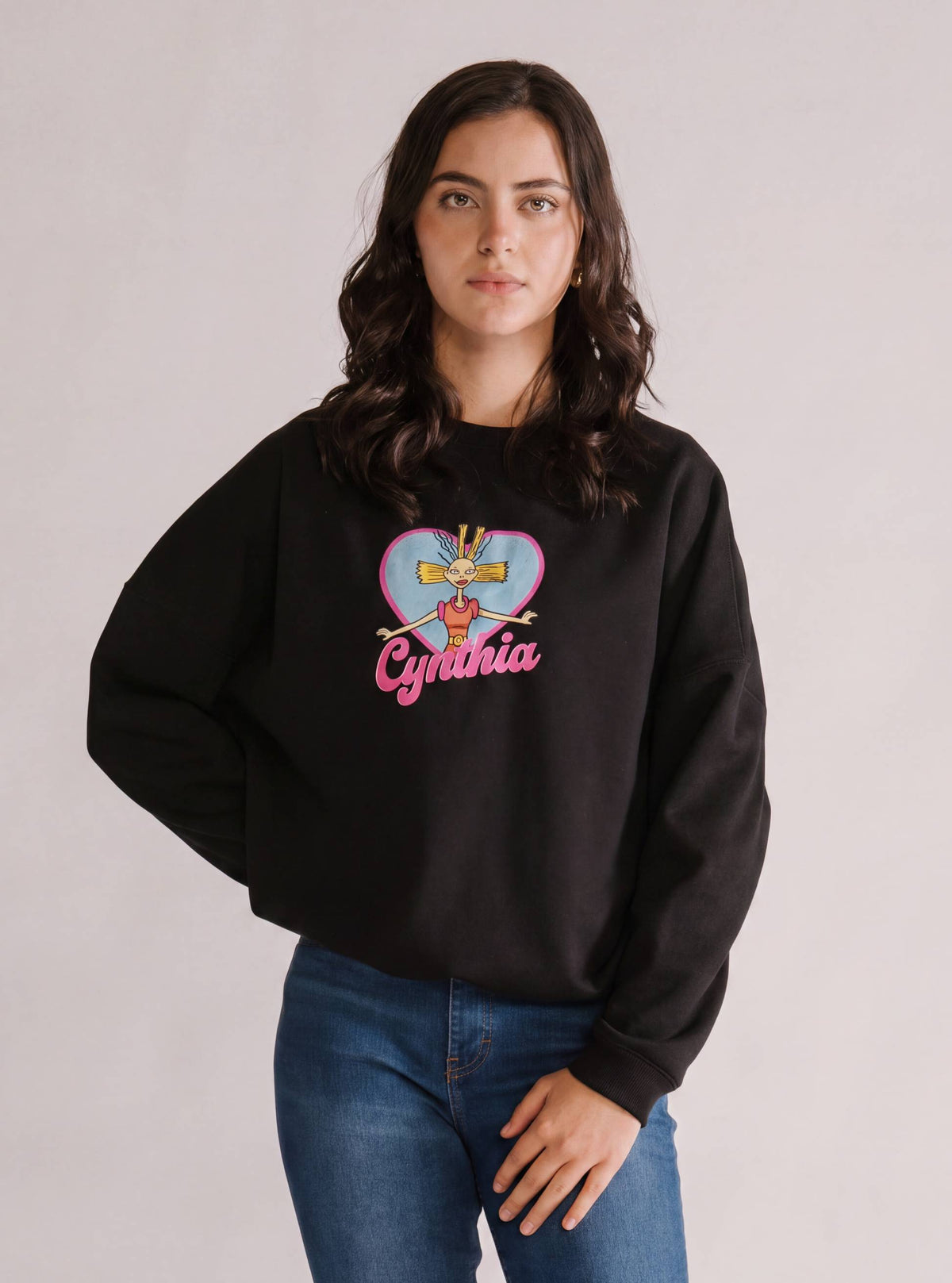 Cynthia Bed Hair, Crewneck Negro – sudadero para mujer Distefano