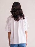 SpongeBob Face, Semi Over Blanco – playera para mujer Distefano (vista 3)