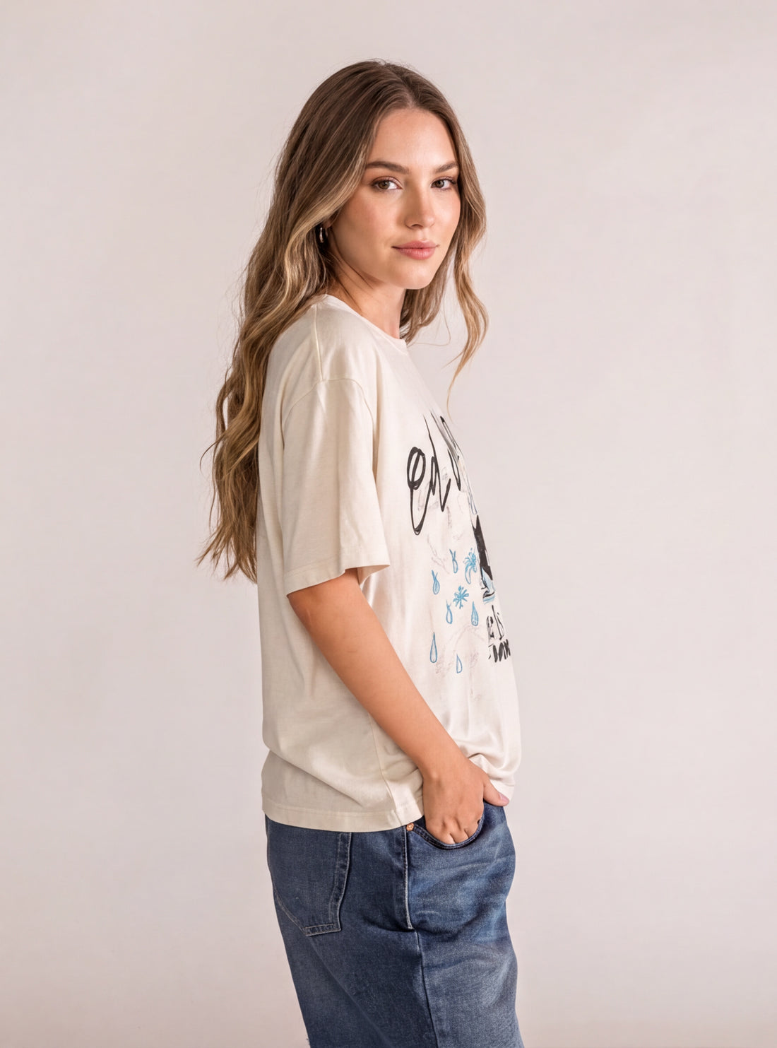 Ed Sheeran Boxy Playera, Crema